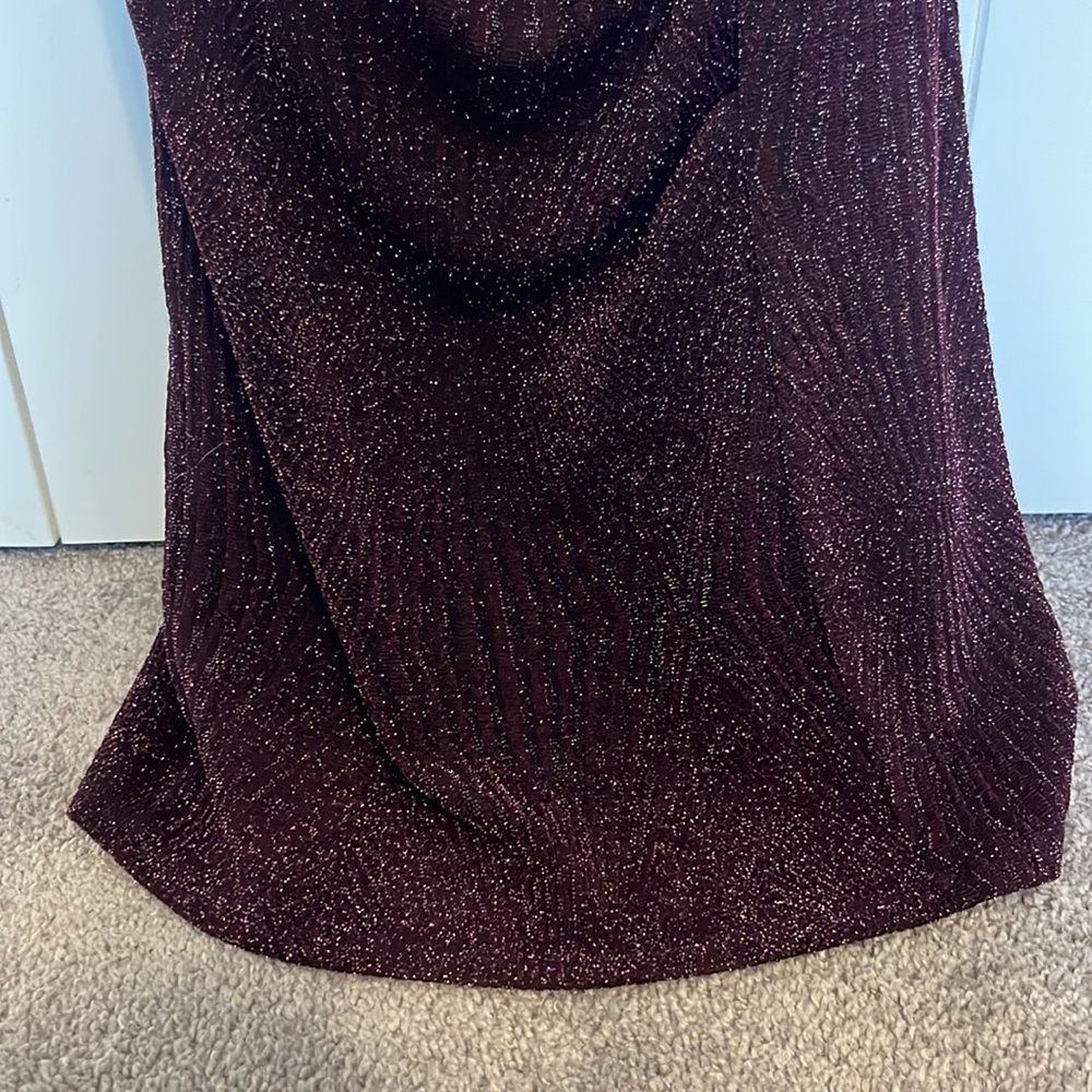 Burgundy Sparkly Mini Dress - Picture 3 of 9